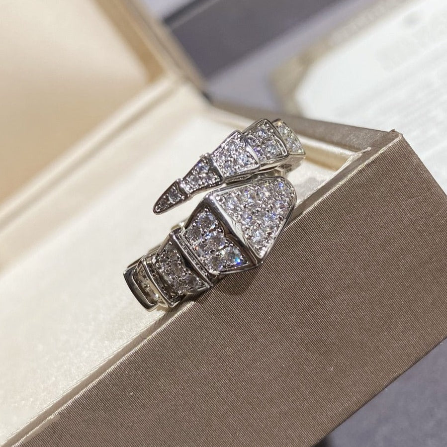 [⭐Shinejoy]SERPENTI LARGE RING SILVER DIAMOND PAVED