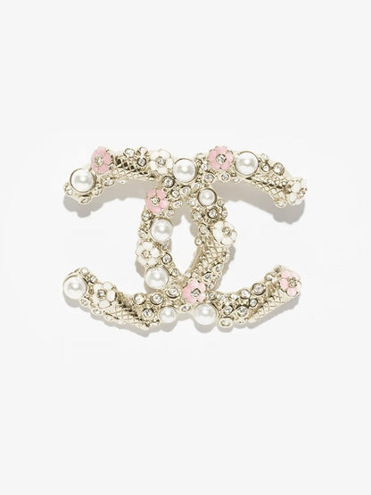 [⭐Shinejoy]26C Pink-White Enamel Ice Cream Cone Double C Brooch