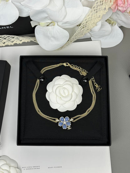 [⭐Shinejoy]New Blue Floral Double-Layer Necklace