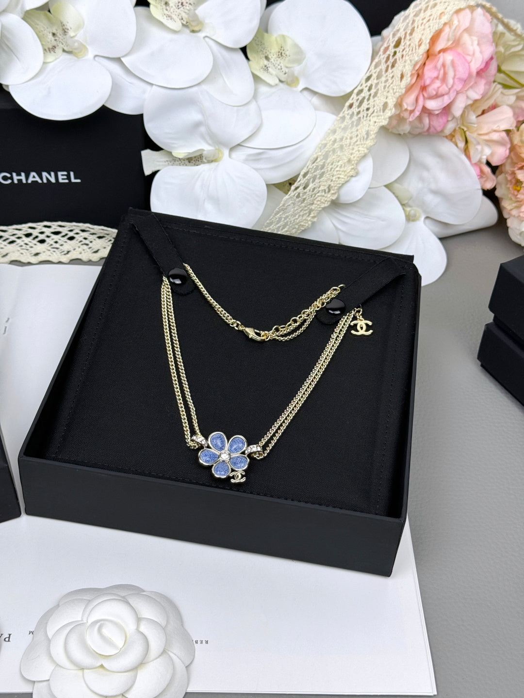 [⭐Shinejoy]New Blue Floral Double-Layer Necklace