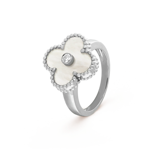 [⭐Shinejoy]CLOVER SILVER MOP DIAMOND RING
