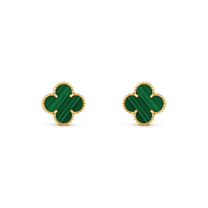 [⭐Shinejoy]CLOVER MEDIUM 1 MOTIFS MALACHITE  EARRINGS