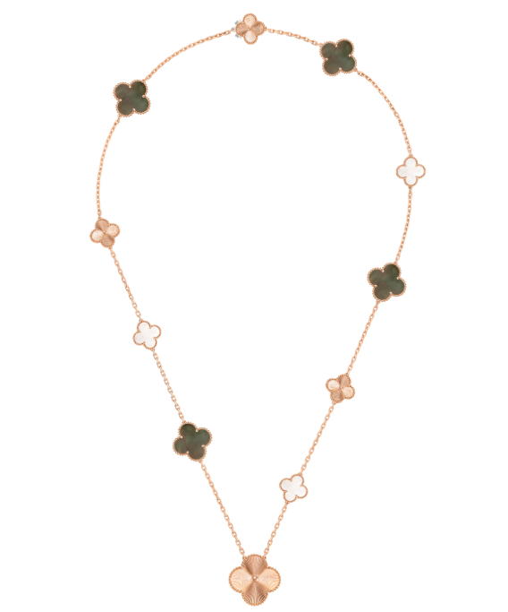 [⭐Shinejoy]DETACHABLE CLOVER 15(11+4) FLOWER SILVER NECKLACE SET