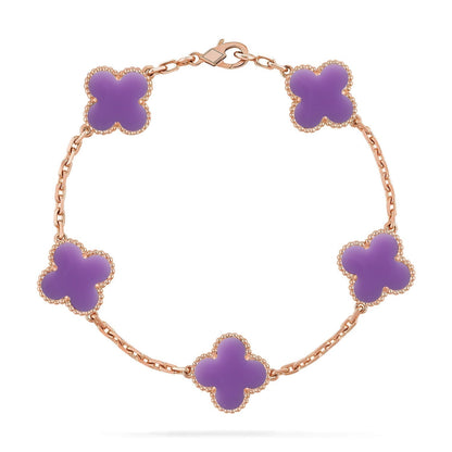 [⭐Shinejoy]クローバー5モチーフ ライトパープルブレスレットコレクション