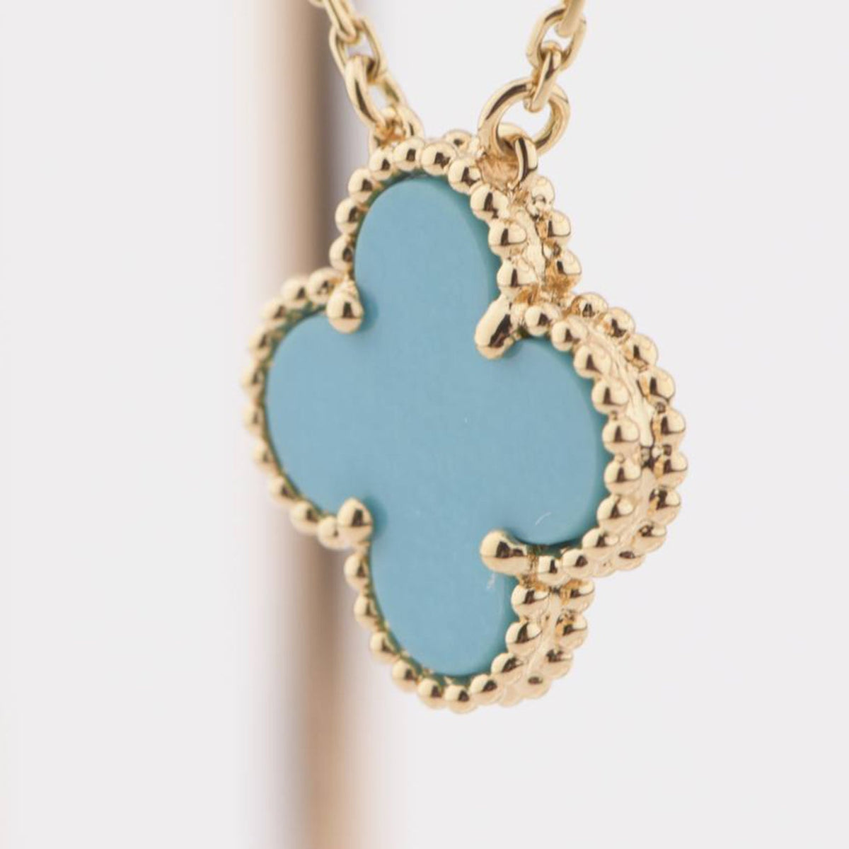 [⭐Shinejoy]CLOVER 15MM VINTAGE TURQUOISE NECKLACE