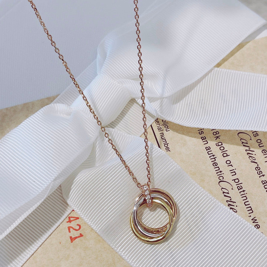 [⭐Shinejoy]TRINITY NECKLACE GOLD  DIAMONDS