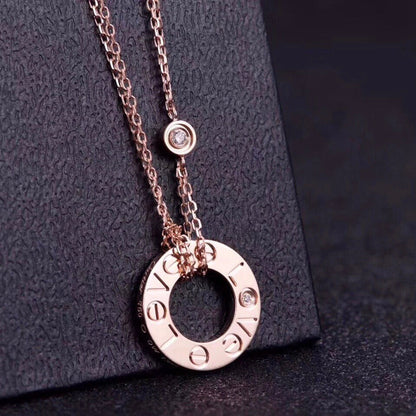 [⭐Shinejoy]LOVE NECKLACE 16MM 2 DIAMONDS