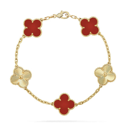 [⭐Shinejoy] CLOVER 5 MOTIF RED CORNELIAN BRACELET COLLECTION
