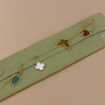 [⭐Shinejoy]ラッキースプリング 5モチーフ ゴールドブレスレット