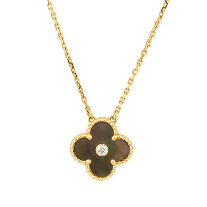 [⭐Shinejoy]CLOVER 15MM DIAMOND AND MOTHER-OF-GREY NECKLACE