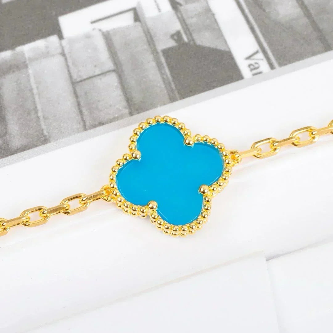 [⭐Shinejoy] CLOVER 5 MOTIF TURQUOISE BRACELET COLLECTION