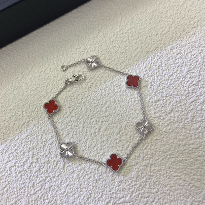 [⭐Shinejoy]CLOVER 6 MOTIF RED AGATE LASER BRACELET