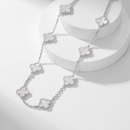 [⭐Shinejoy]CLOVER 10 MOTIFS WHITE MOTHER OF PEARL NECKLACE