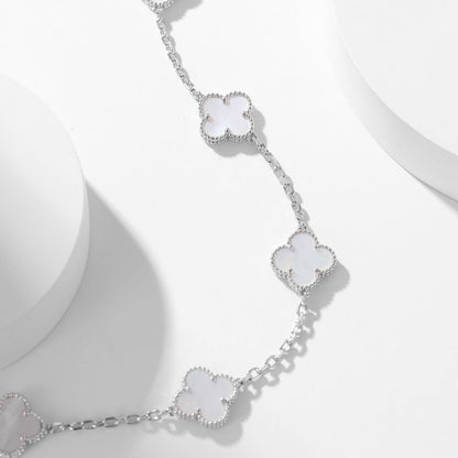 [⭐Shinejoy]CLOVER 10 MOTIFS WHITE MOTHER OF PEARL NECKLACE