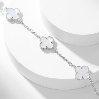 [⭐Shinejoy]CLOVER 10 MOTIFS WHITE MOTHER OF PEARL NECKLACE
