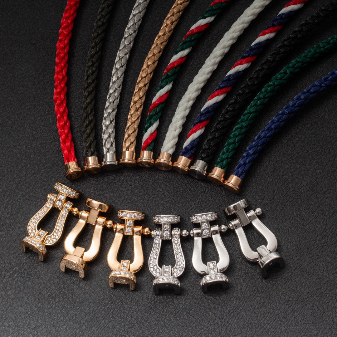 [⭐Shinejoy]FORCE LARGE HORSESHOE FULL DIAMOND BRACELET SILVER