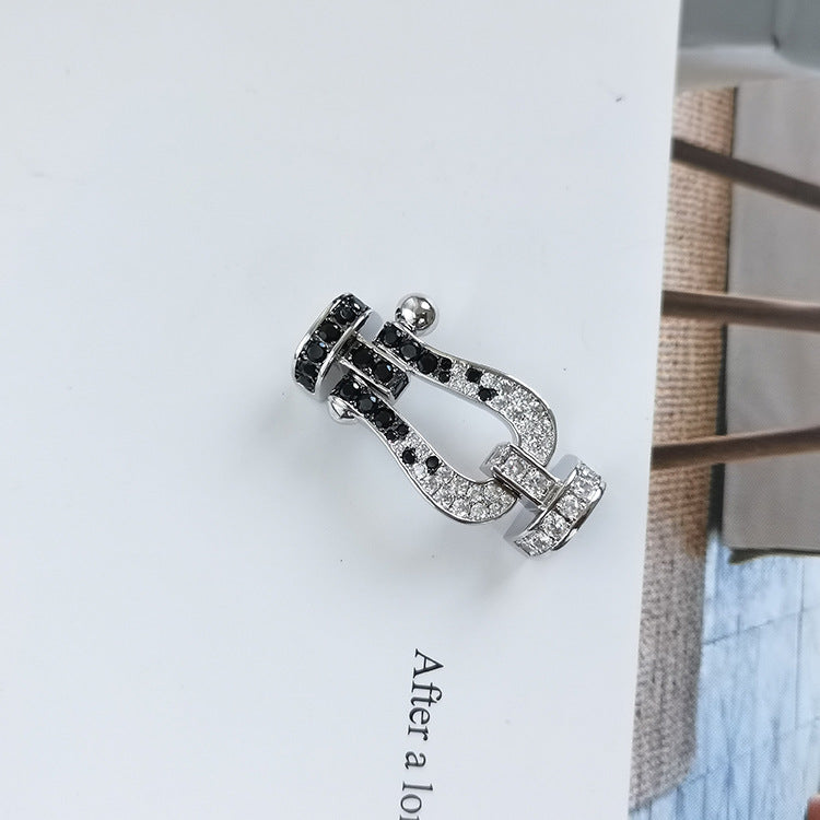 [⭐Shinejoy]FORCE LARGE HORSESHOE BLACK WHITE DIAMOND BRACELET ROSE GOLD