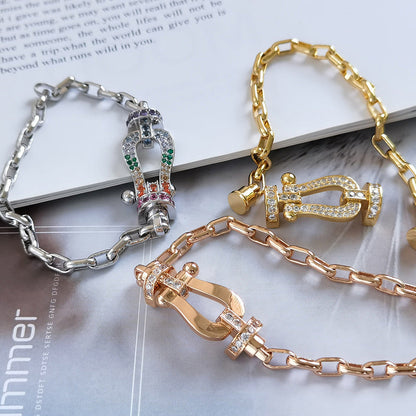 [⭐Shinejoy]FORCE LARGE HORSESHOE CLASP  METAL BRACELET