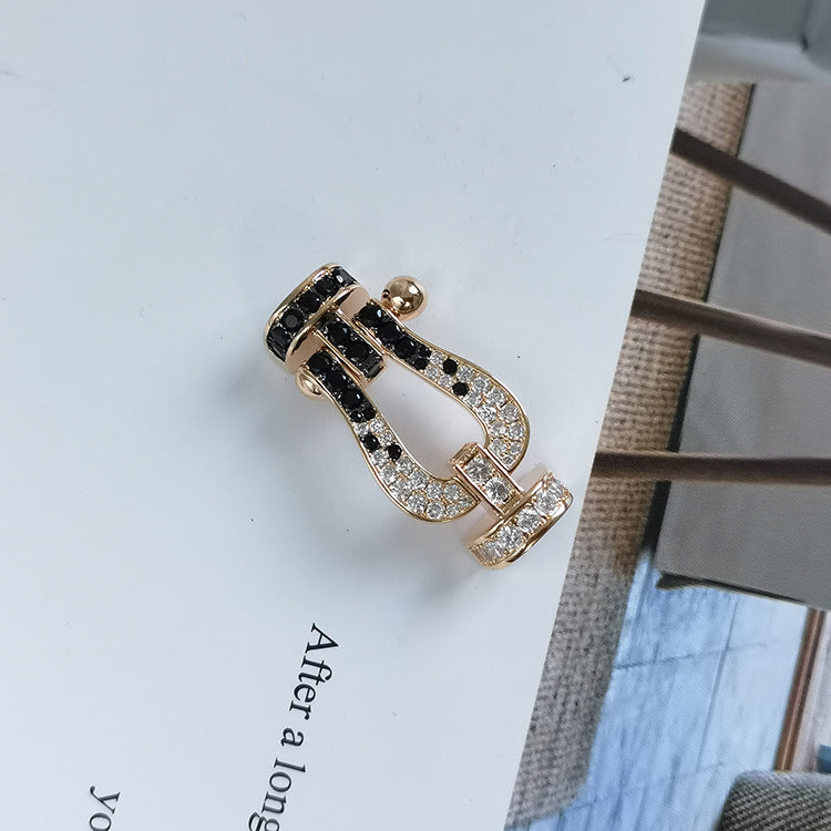 [⭐Shinejoy]FORCE LARGE HORSESHOE BLACK WHITE DIAMOND BRACELET ROSE GOLD