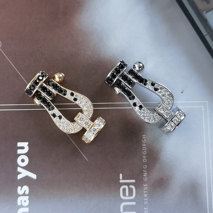 [⭐Shinejoy]FORCE LARGE HORSESHOE BLACK WHITE DIAMOND BRACELET ROSE GOLD