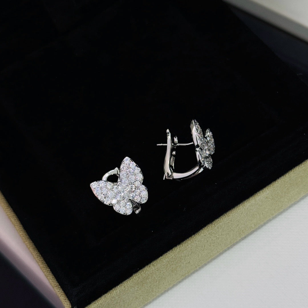 [⭐Shinejoy]バタフライ オールダイヤモンドピアス