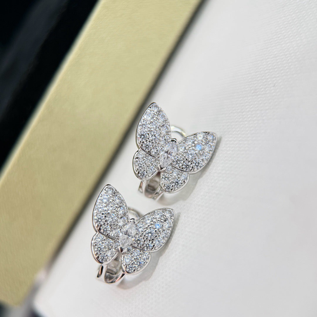 [⭐Shinejoy]バタフライ オールダイヤモンドピアス