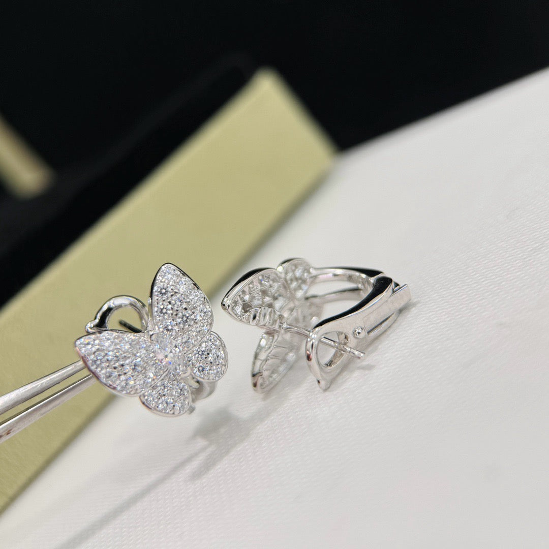 [⭐Shinejoy]バタフライ オールダイヤモンドピアス