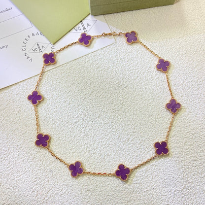 [⭐Shinejoy Jewelry] クローバー 10モチーフ パープルバイオレット ネックレス
