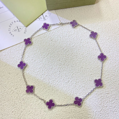 [⭐Shinejoy Jewelry] クローバー 10モチーフ パープルバイオレット ネックレス
