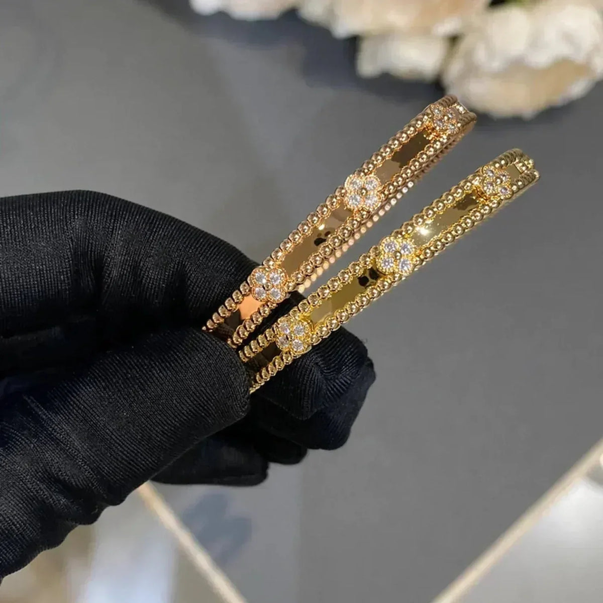 [⭐Shinejoy]CLOVER BRACELET 4MM DIAMONDS