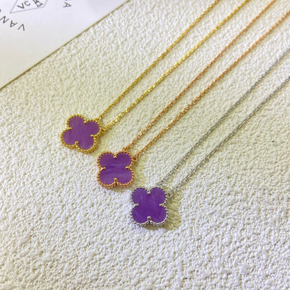 [⭐Shinejoy Jewelry] クローバー 15MM パープルバイオレット ネックレス