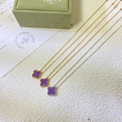 [⭐Shinejoy Jewelry] クローバー 15MM パープルバイオレット ネックレス