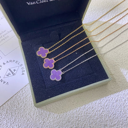 [⭐Shinejoy Jewelry] クローバー 15MM パープルバイオレット ネックレス