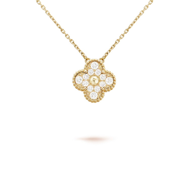 [⭐Shinejoy]CLOVER 15MM DIAMOND SINGLE FLOWER NECKLACE