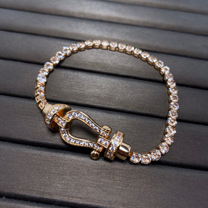 [⭐Shinejoy]FORCE  LARGE HORSESHOE FULL DIAMOND TENNIS BRACELET