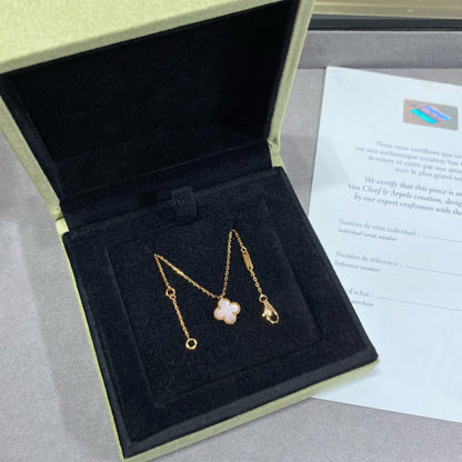[⭐Shinejoy]CLOVER 15MM PINK MOTHER-OF-PEARL SINGLE FLOWER NECKLACE
