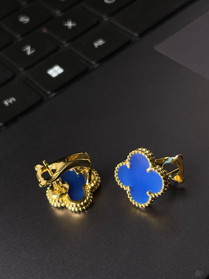 [⭐Shinejoy] クローバー ラージ (20mm) 1モチーフ ブルーマザーオブパール スタッドピアス