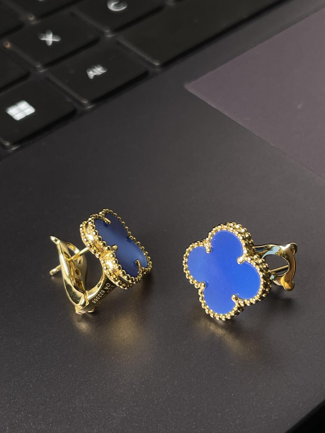 [⭐Shinejoy] クローバー ラージ (20mm) 1モチーフ ブルーマザーオブパール スタッドピアス