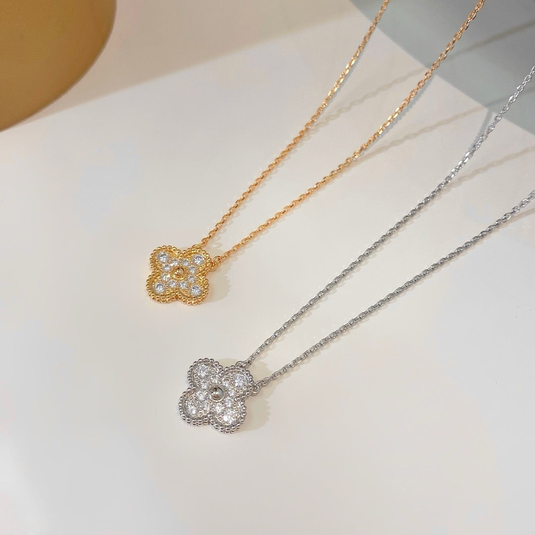 [⭐Shinejoy]CLOVER 15MM DIAMOND SINGLE FLOWER NECKLACE