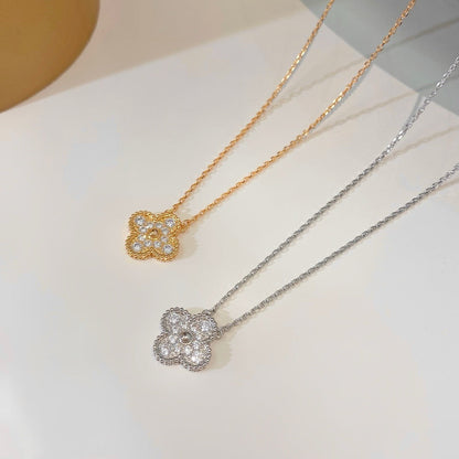 [⭐Shinejoy]CLOVER 15MM DIAMOND SINGLE FLOWER NECKLACE