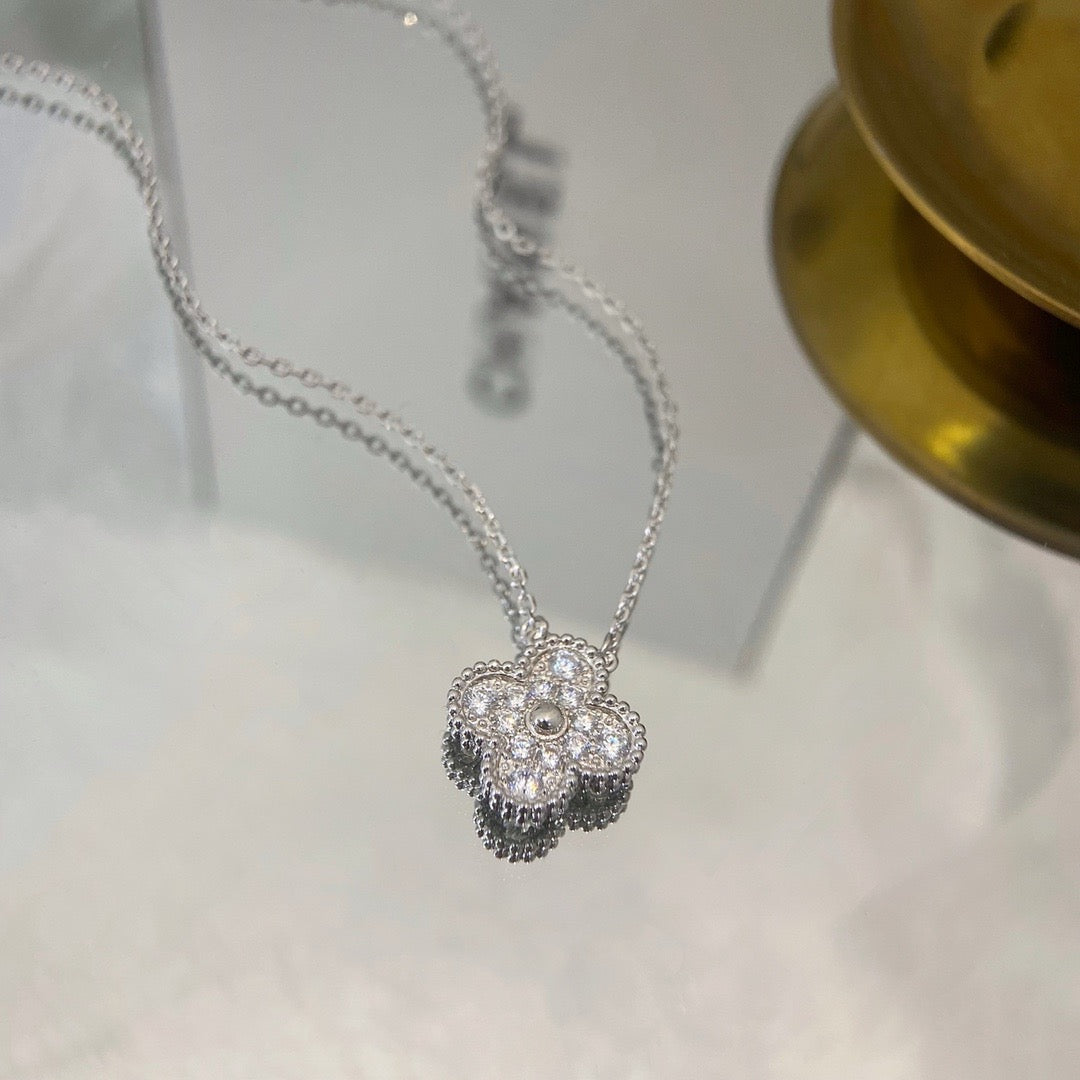 [⭐Shinejoy]CLOVER 15MM DIAMOND SINGLE FLOWER NECKLACE