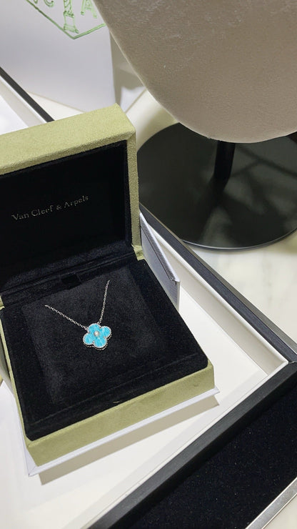 [⭐Shinejoy]CLOVER 15MM DIAMOND SVRES PORCELAIN  NECKLACE SILVER