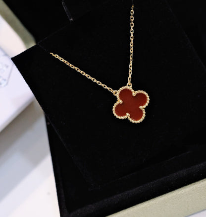 [⭐Shinejoy]CLOVER 15MM カーネリアン シングルフラワーネックレス