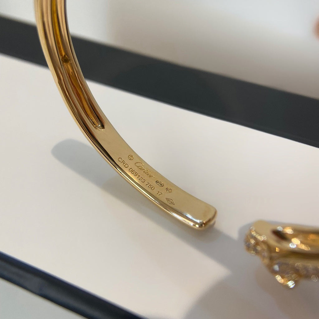 [⭐Shinejoy]パンテール ドゥ カルティエ ブレスレット、ハーフダイヤモンド、オープンタイプ