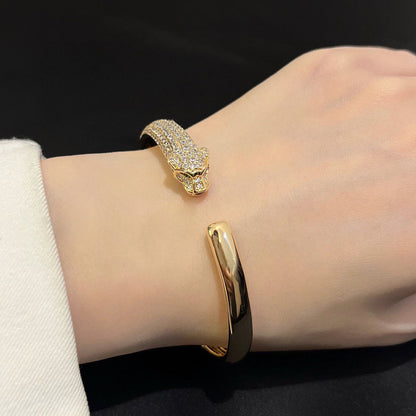 [⭐Shinejoy]パンテール ドゥ カルティエ ブレスレット、ハーフダイヤモンド、オープンタイプ