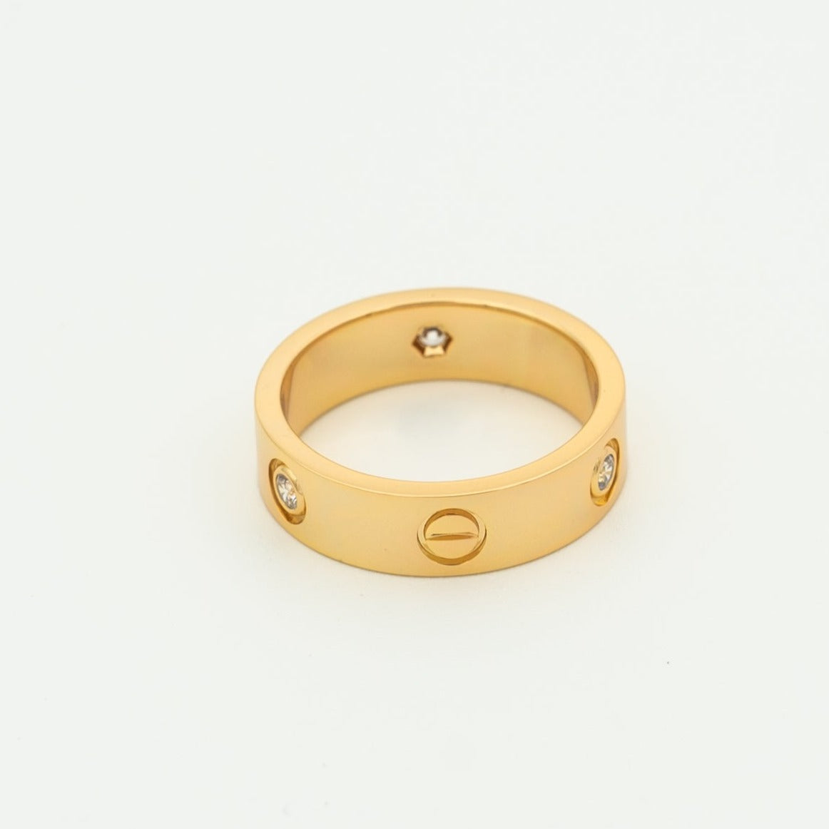 [⭐Shinejoy]LOVE リング 5.5MM 3ダイヤモンド ピンクゴールド