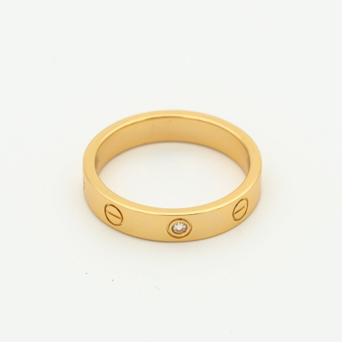[⭐Shinejoy]LOVEリング 4MM 1ダイヤモンド ピンクゴールド