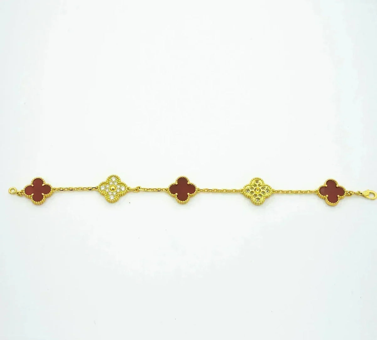 [⭐Shinejoy] CLOVER 5 MOTIF RED CORNELIAN BRACELET COLLECTION