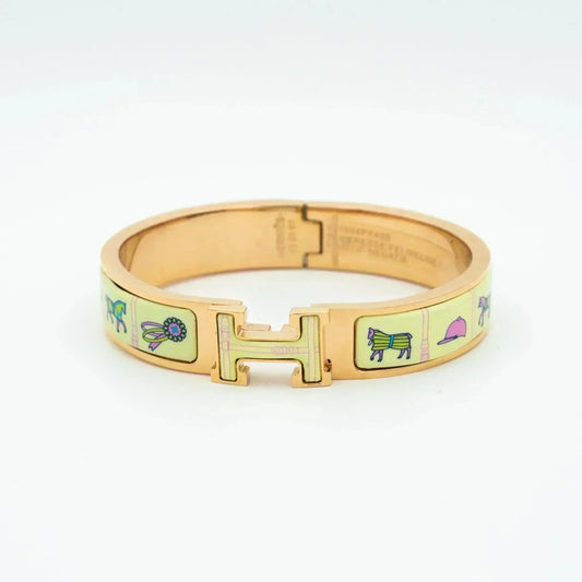 [⭐Shinejoy]H PINK GOLD BRACELET CREAM CERAMIC
