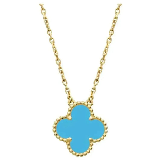 [⭐Shinejoy]CLOVER 15MM VINTAGE TURQUOISE NECKLACE